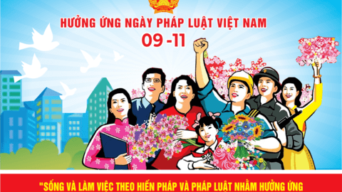 Pano truyền thông hưởng ứng ngày Pháp luật nước Cộng hòa xã hội chủ nghĩa Việt Nam năm 2025